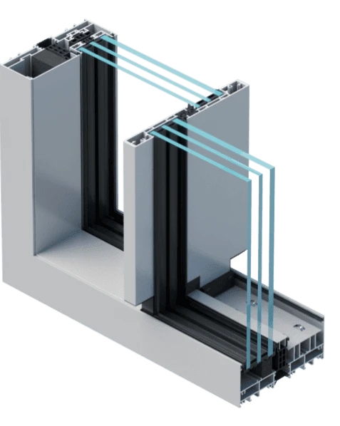Angolo di un sistema scorrevole Aluprof Skyline Type R.